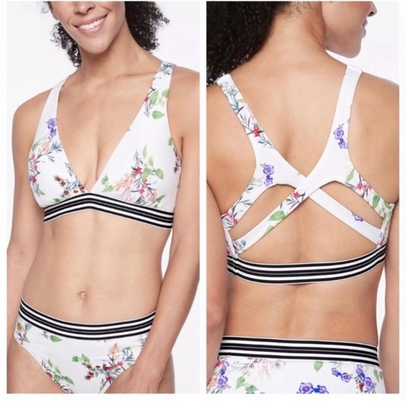Athleta Other - Athleta Gold Coast White Floral Bikini Top Sz.small